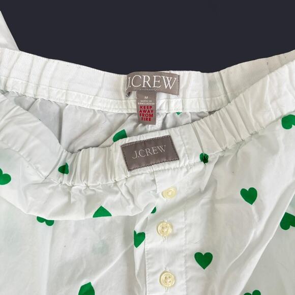J.Crew Long-sleeve cotton poplin pajama pant set in green heart print Size M - Picture 7 of 8